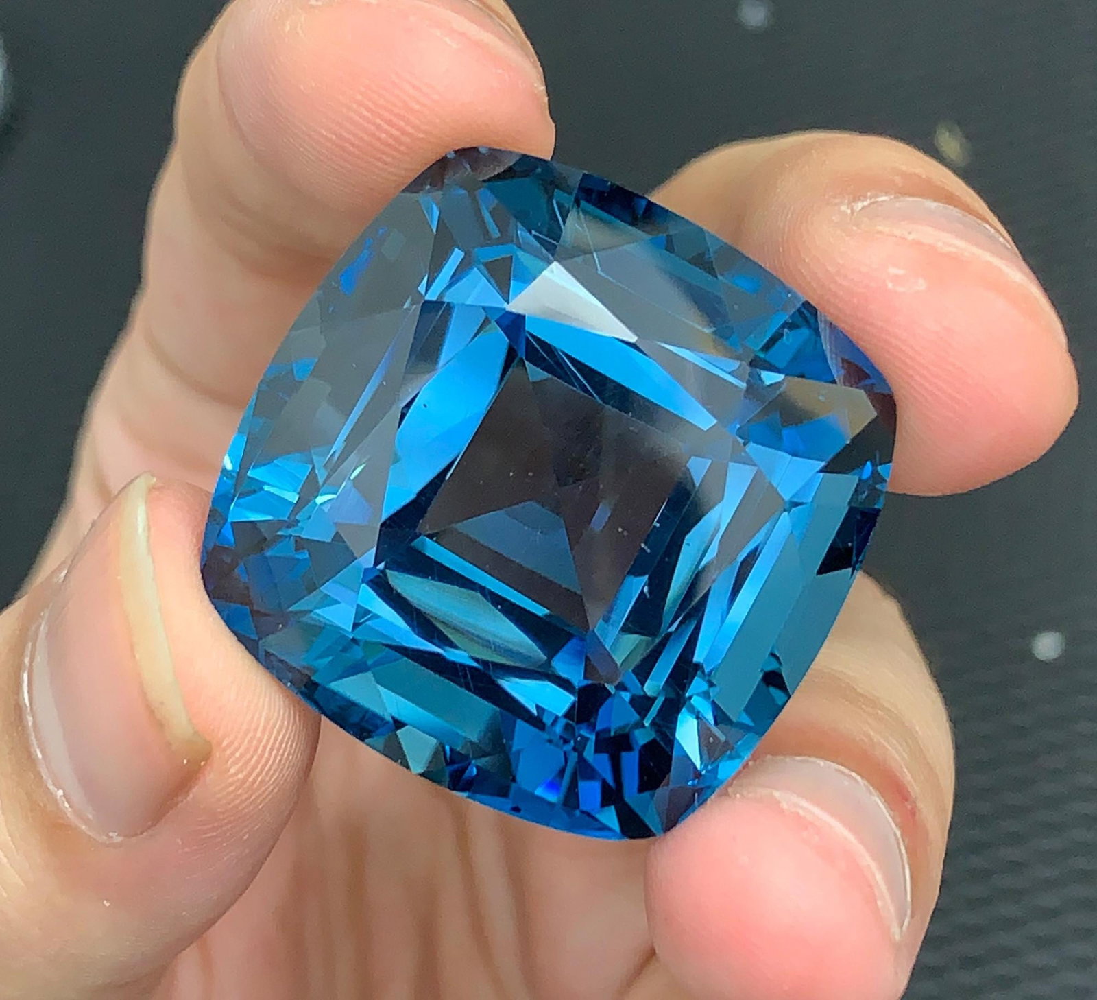 Certified Natural London Blue Topaz Gemstone: 169.29 Ct Cushion Cut Brazil Collector Stone - 6