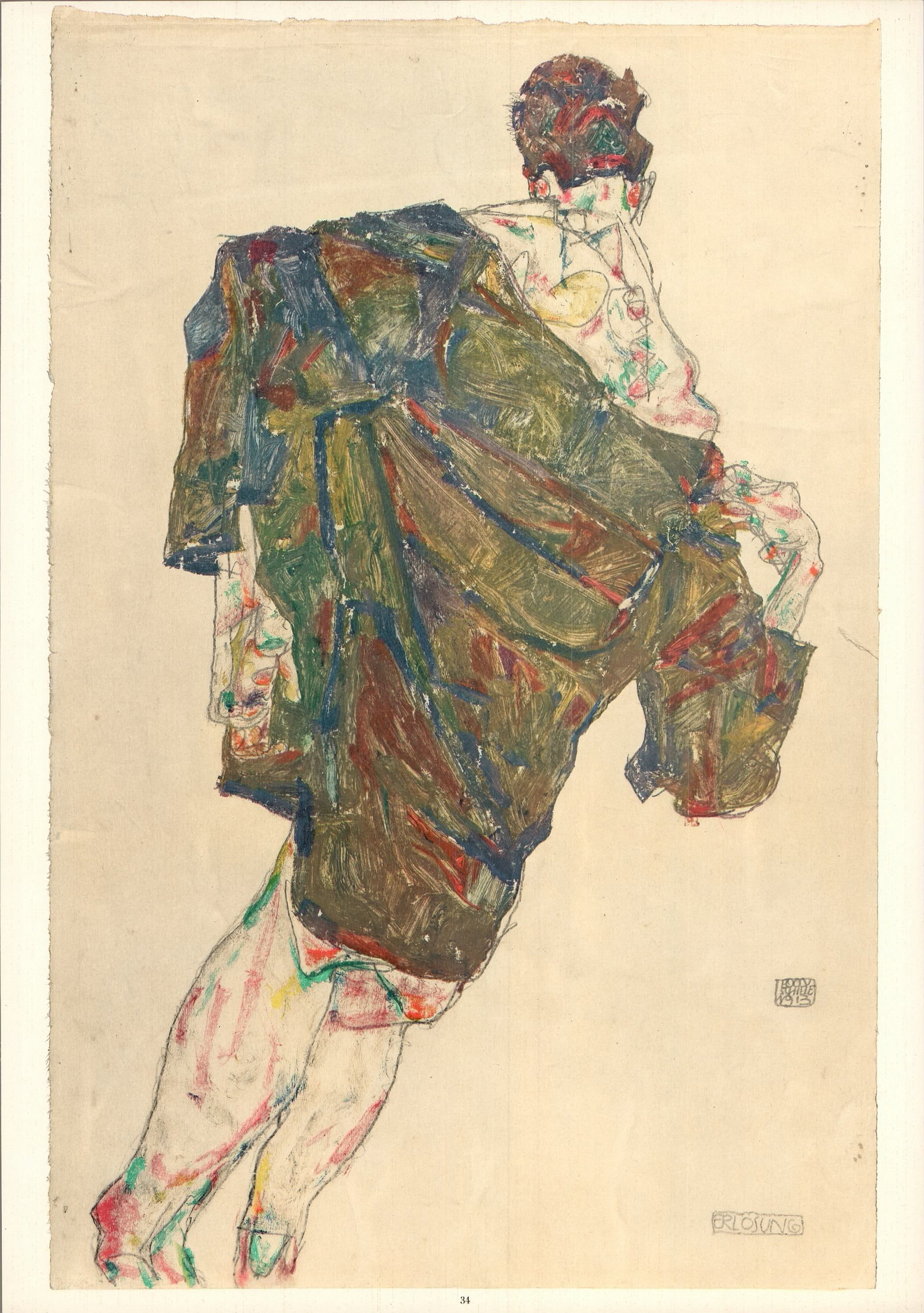 Egon Schiele Lithograph 34 Deliverance 1968: Title: Egon Schiele Lithograph 34 Deliverance 1968 Description: Artist:Egon Schiele \nTitle:Deliverance \nMedium:Lithograph 34 \nMarks:Signed in plate \nPrinted:1968 by Max Jaffe, Vienna Austria \nPap
