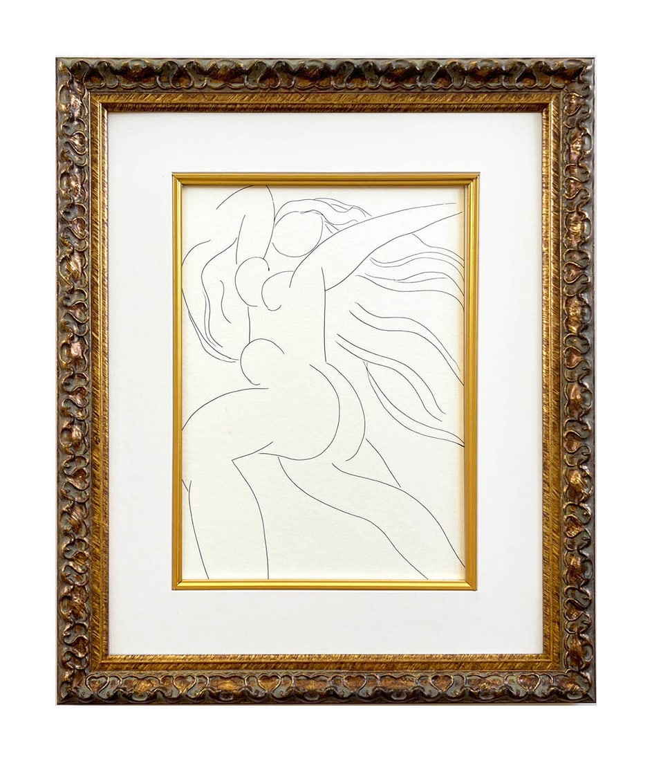 Henri Matisse 8 Le Guignon 1976 framed: Title: Henri Matisse 8 Le Guignon 1976 framed Description: Artist: Henri Matisse (after) \nCountry: France \nTitle: Le Guignon \nMedium: Facsimile 8\nMarks: Not signed, not numbered \nPaper Size: 11 x