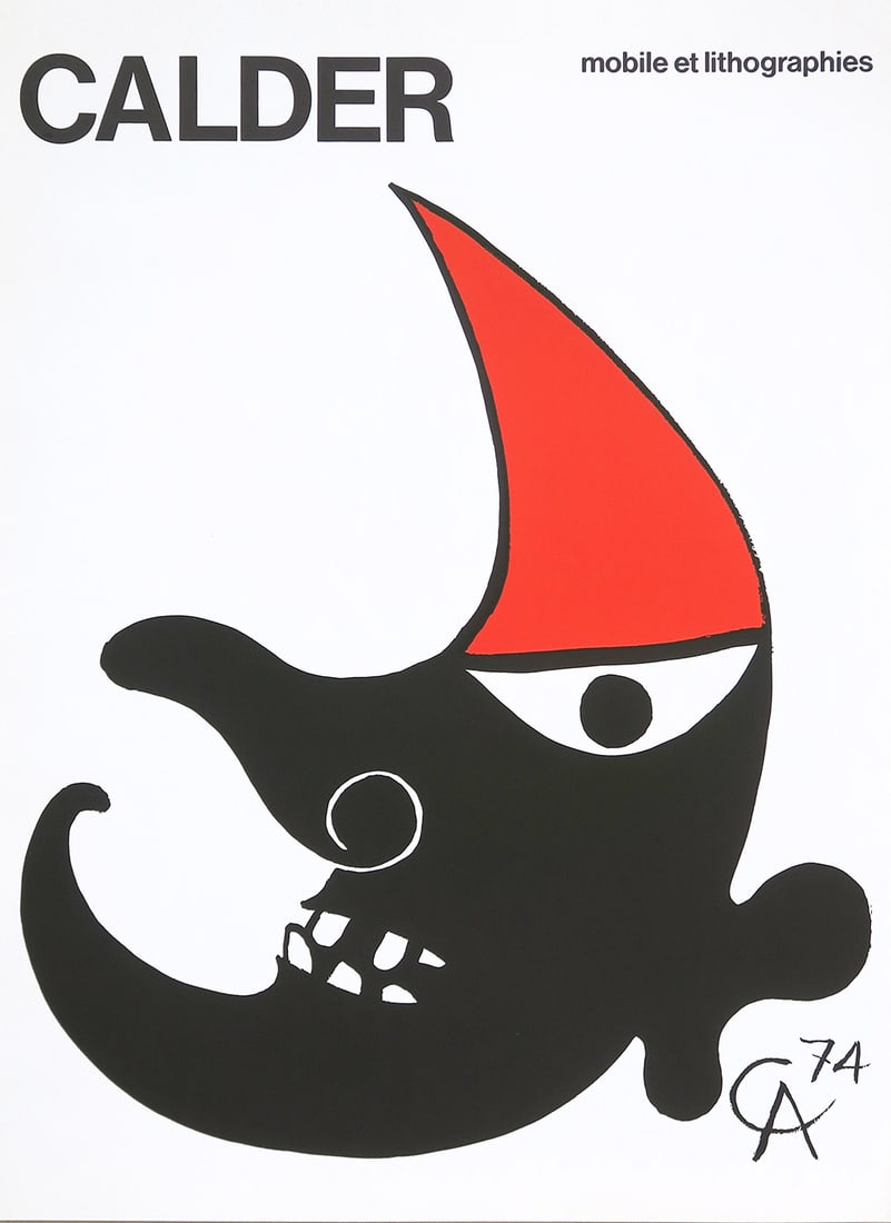 Calder Original Linogravure Poster C.N.A.C 1974 Maeght: Title: Calder Original Linogravure Poster C.N.A.C 1974 Maeght Description: Artist: Alexander Calder \nCountry: USA \nTitle: C.N.A.C \nMedium: Original Linogravure \nMarks: Signed in plate \nPaper Size