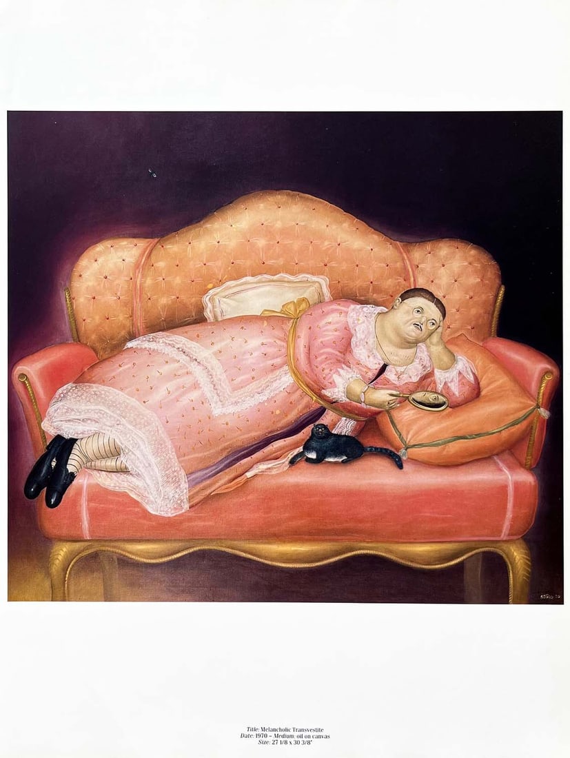 Fernando Botero 47 Melancholic Transvestite 1983: Title: Fernando Botero 47 Melancholic Transvestite 1983 Description: Title: Melancholic Transvestite \nArtist: Fernando Botero \nCountry: Colombia \nMedium: Offset, Quadrichromie 47 \nMarks: Not signe
