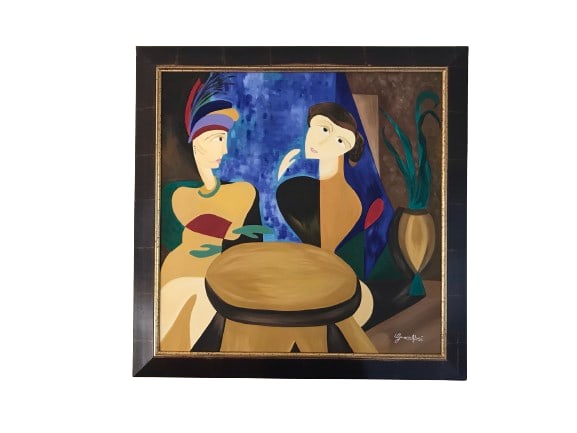 Grace Absi Sisters 2001 Oil Painting on Canvas Framed: Title: Grace Absi Sisters 2001 Oil Painting on Canvas Framed Description: Title: Sisters \nArtist:Grace Absi \nCountry: USA \nMedium: Original Oil Painting on Canvas \nMarks: Created and Signed in 200