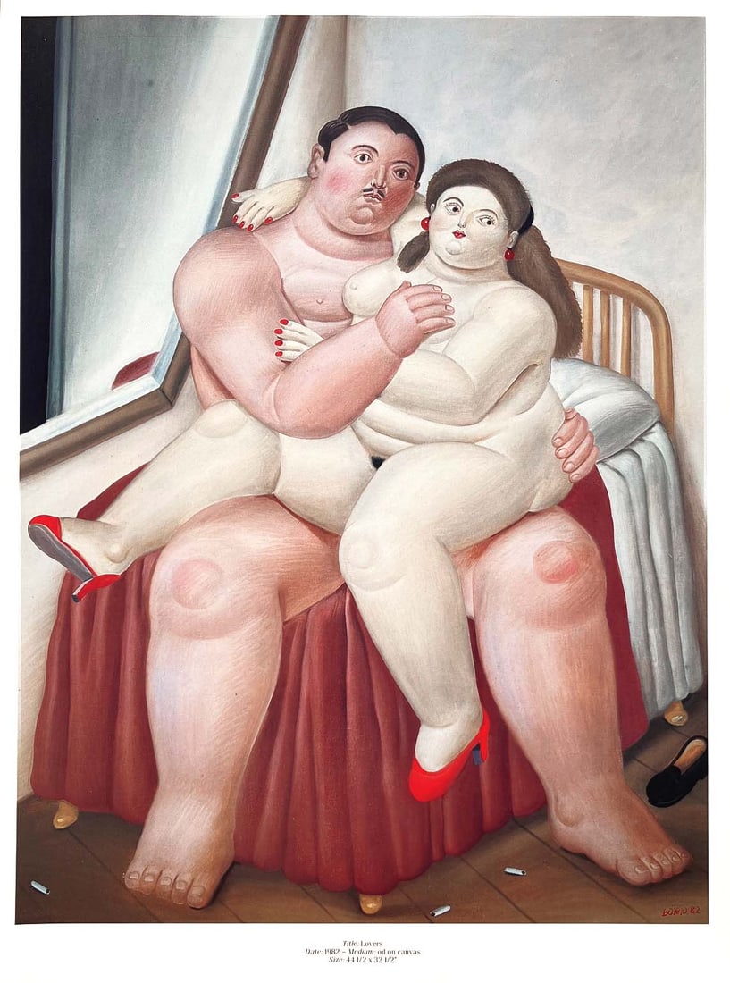 Fernando Botero 53 Lovers 1983: Title: Fernando Botero 53 Lovers 1983 Description: Title: Lovers \nArtist: Fernando Botero \nCountry: Colombia \nMedium: Offset, Quadrichromie 53 \nMarks: Not signed, not numbered \nPaper size: 16 x 1