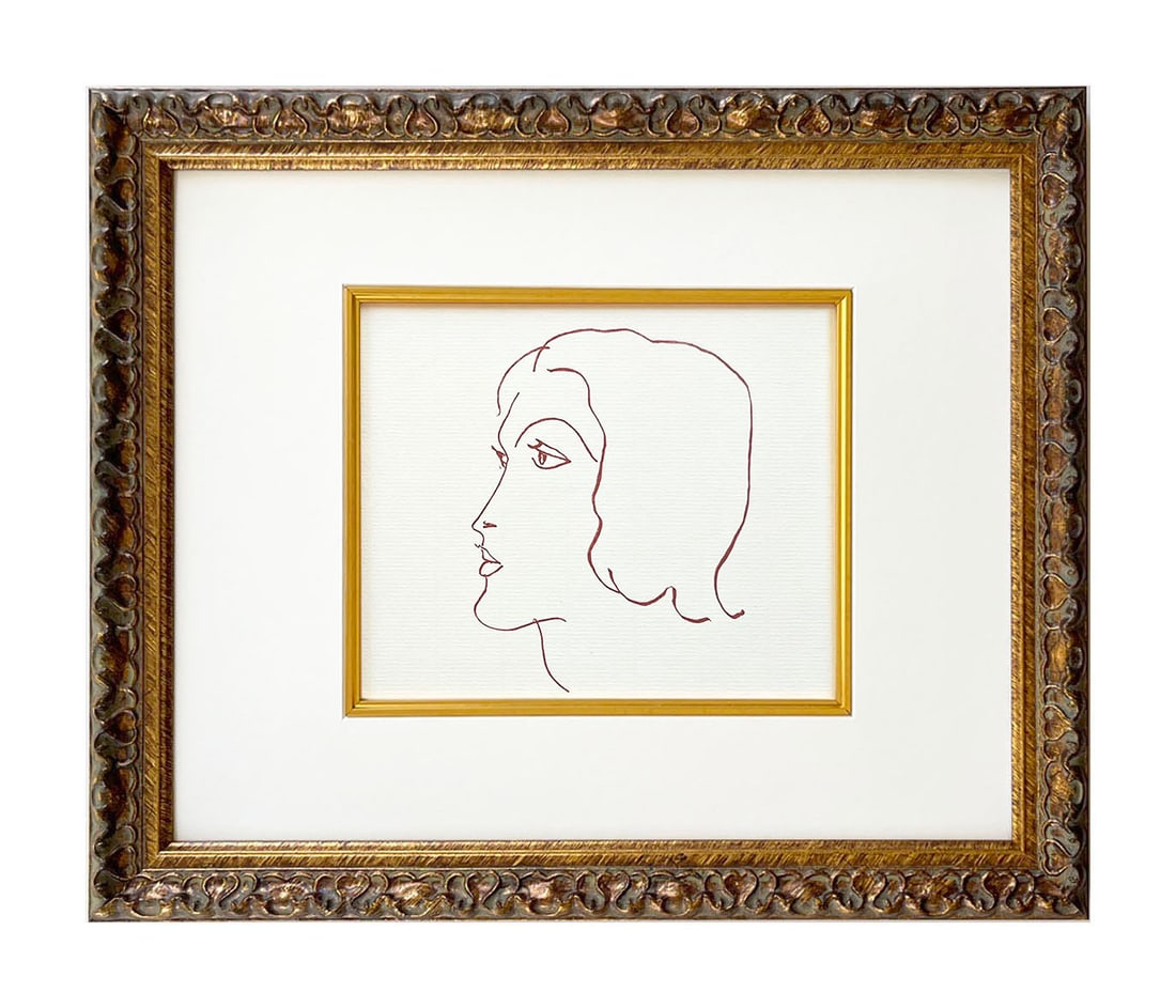 Henri Matisse Florilege Des Amours 180 framed: Title: Henri Matisse Florilege Des Amours 180 framed Description: Artist: Henri Matisse (after) \nCountry: France \nTitle: Florilege des amours - Plate 180\nMedium: Sanguine lithograph \nPaper: Bouffa