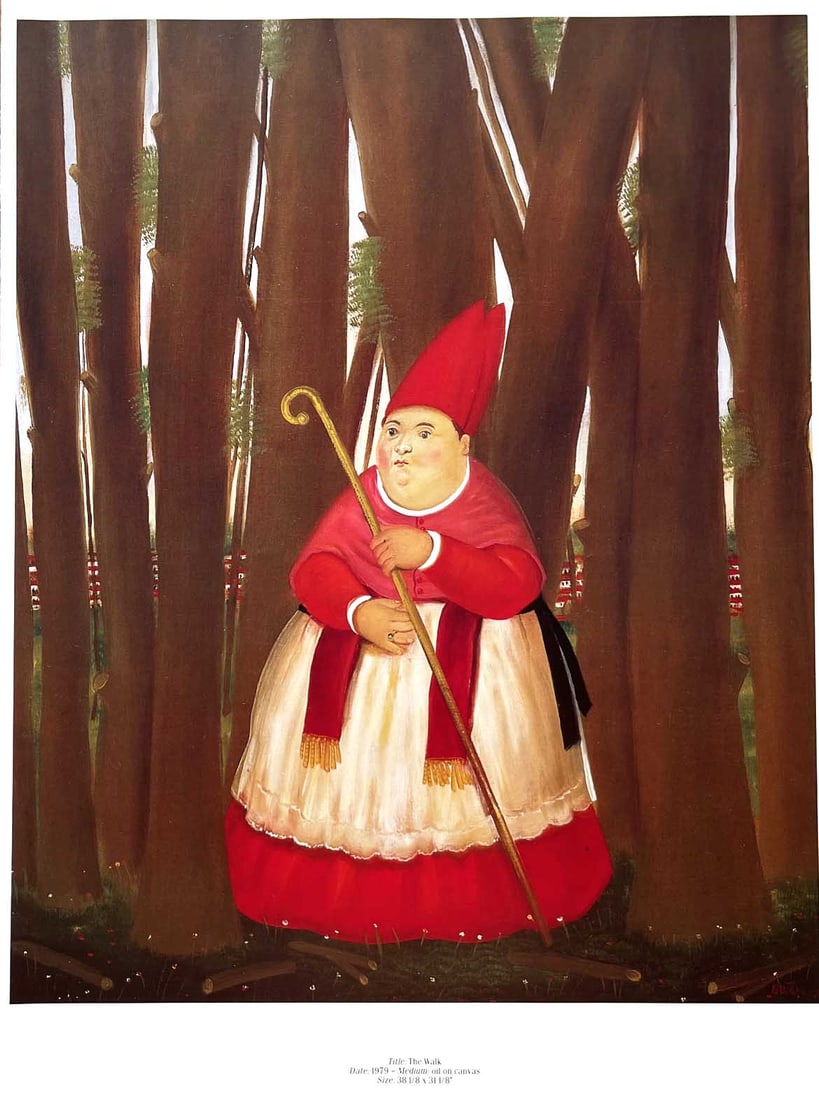 Fernando Botero 61 The walk 1983: Title: Fernando Botero 61 The walk 1983 Description: Title: The walk \nArtist: Fernando Botero \nCountry: Colombia \nMedium: Offset, Quadrichromie 61 \nMarks: Not signed, not numbered \nPaper size: 16