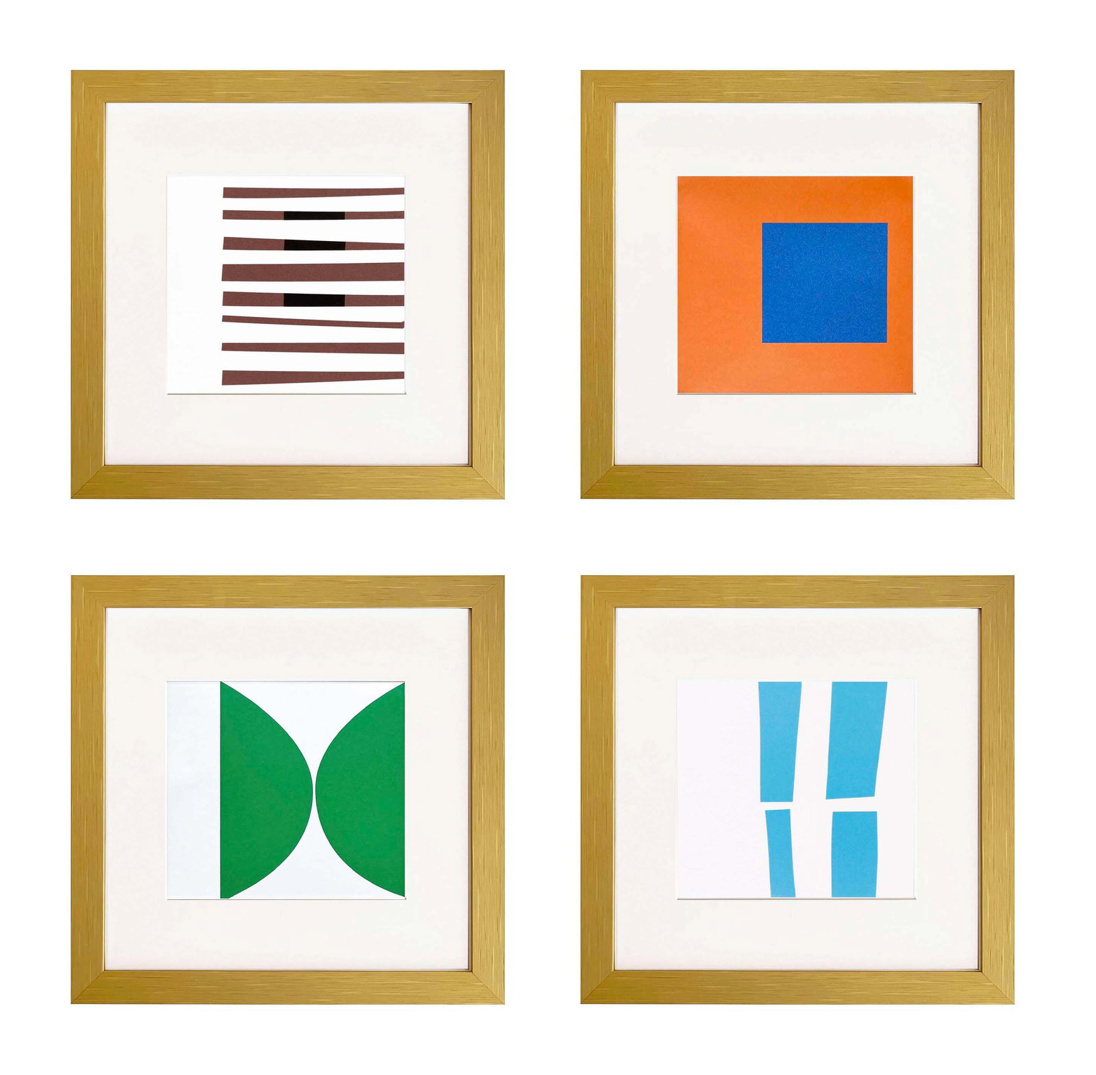 Ellsworth Kelly 1999 Set of four colored linogravures 7,10,13 and 18 framed: Title: Ellsworth Kelly 1999 Set of four colored linogravures 7,10,13 and 18 framed Description: Artist: Ellsworth Kelly \nTitle: Set of four No. 7,10,13 and 18 \nMedium: Linogravure \nMarks: Not signe