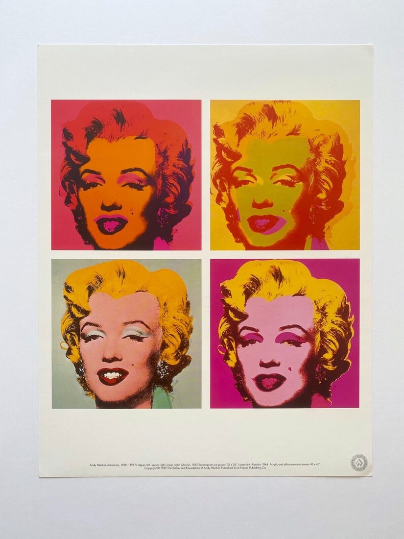 1989 Andy Warhol Pop Art Marilyn 1964 / 1967: Title: 1989 Andy Warhol Pop Art Marilyn 1964 / 1967 Description: Artist: Andy Warhol \nCountry: USA \nTitle: Marilyn 1964 / 1967 \nPrinted: 1989 offset on high quality smooth finish paper \nMarks: