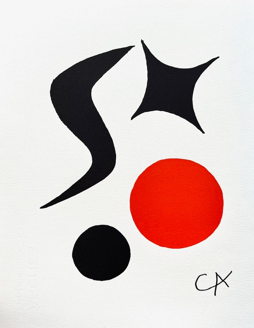 Calder Lithograph Cahier 20 A meme la Pierre 1982: Title: Calder Lithograph Cahier 20 A meme la Pierre 1982 Description: Title: Cahier 20 \nArtist: Alexander Calder \nCountry: USA \nMedium: Lithograph signed in plate \nMarks: Cahier 20 is four pages o