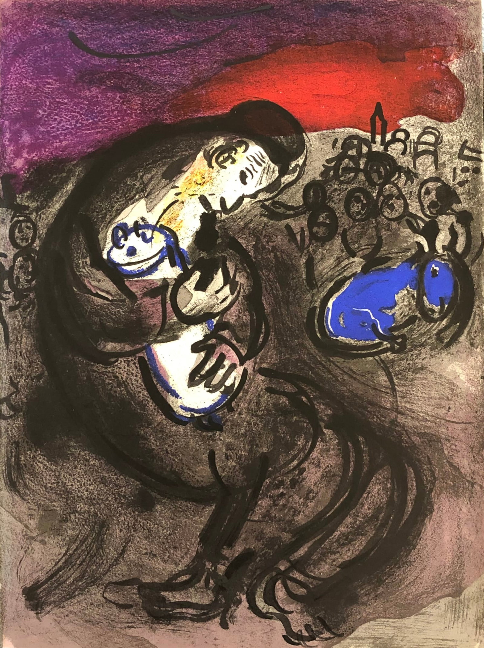 Chagall Original Lithograph Lamentations of Jeremiah 1956 Verve Bible: Title: Chagall Original Lithograph Lamentations of Jeremiah 1956 Verve Bible Description: Title: Lamentations of Jeremiah \nArtist: Marc Chagall \nMedium: Original Lithograph \nMarks: Not signed, not 