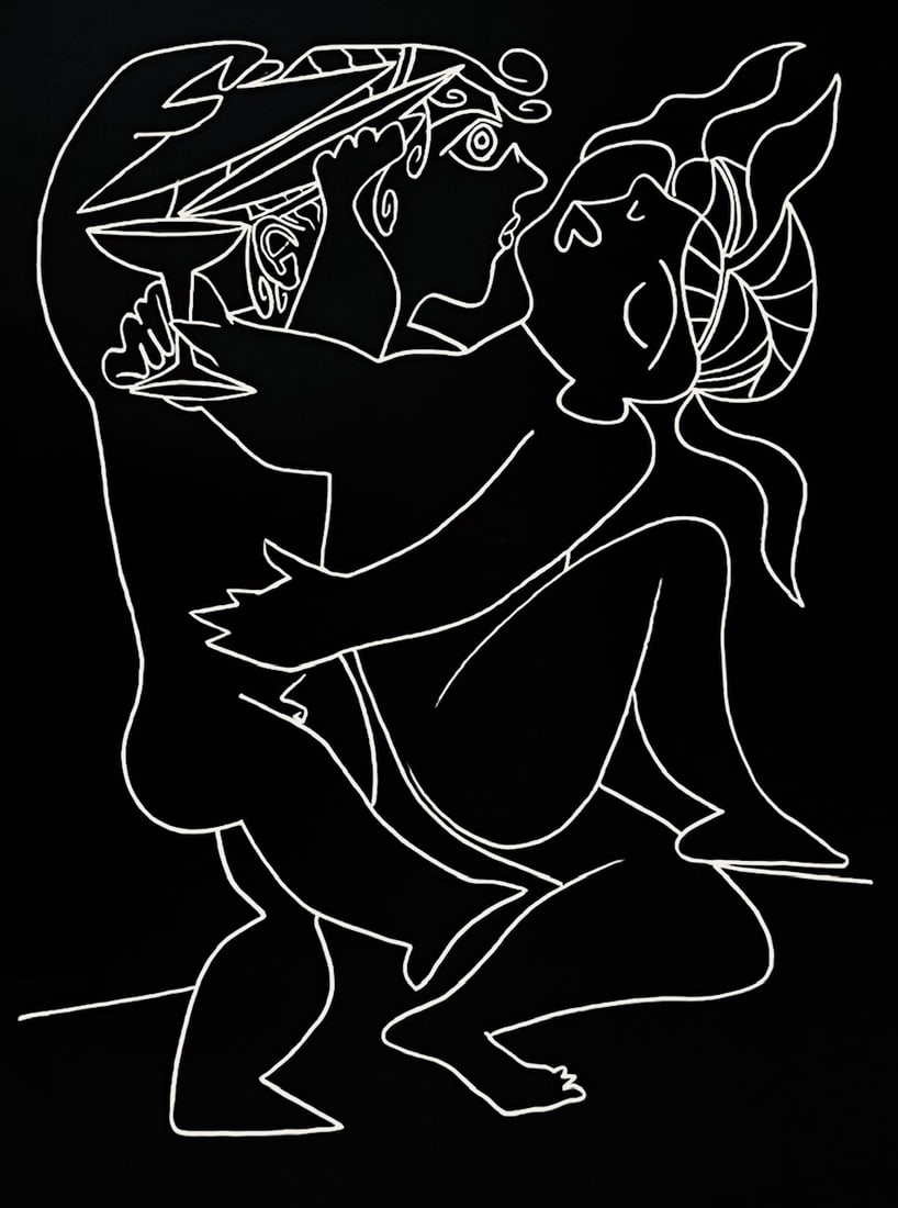 Francoise Gilot Lithograph Together A One Step 1975: Title: Francoise Gilot Lithograph Together A One Step 1975 Description: Artist: Francoise Gilot \nCountry: France \nTitle: Together A One Step \nMedium: Lithograph \nMarks: Not signed, not numbered \n