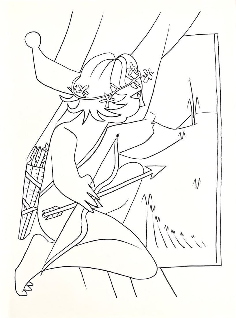 Francoise Gilot Lithograph Raise the curtain 1975: Title: Francoise Gilot Lithograph Raise the curtain 1975 Description: Artist: Francoise Gilot \nCountry: France \nTitle: Raise the curtain \nMedium: Lithograph \nMarks: Not signed not numbered \npaper