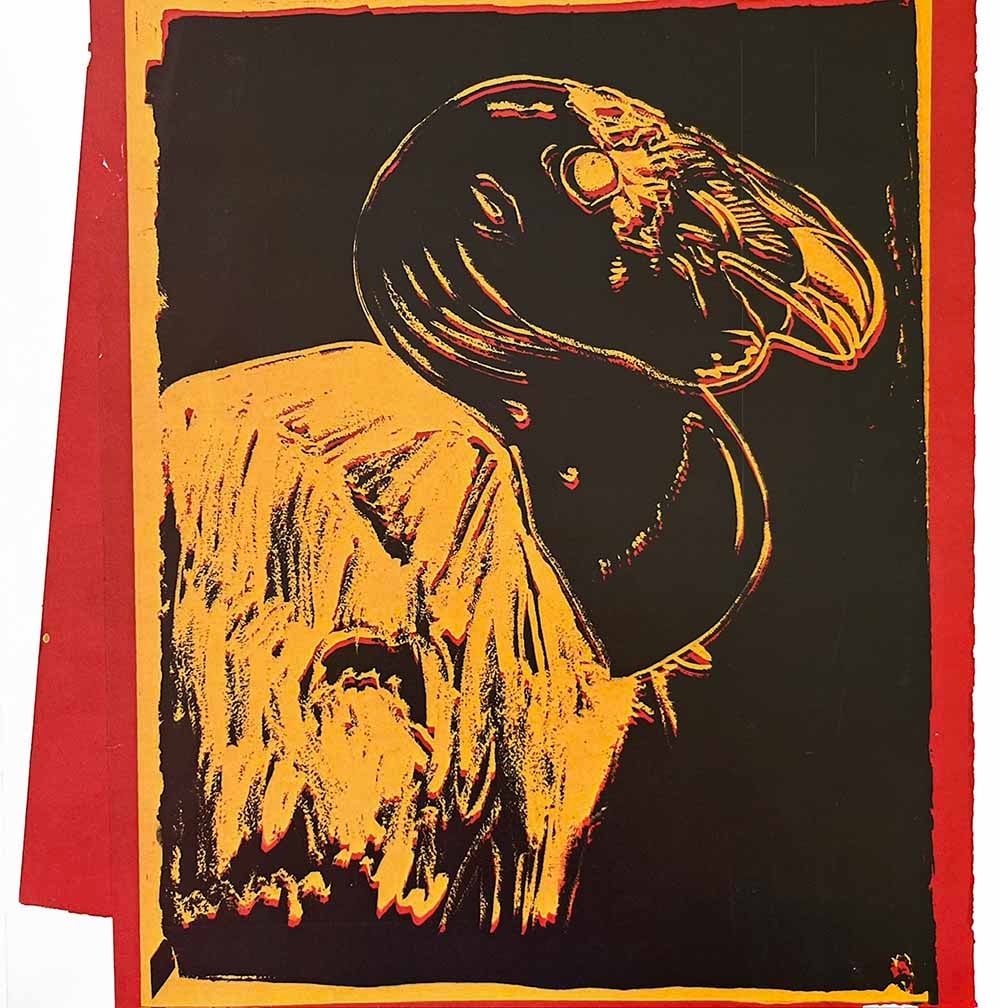 Andy Warhol California Condor 1986 Vanishing Animals: Title: Andy Warhol California Condor 1986 Vanishing Animals Description: Title: California Condor \nArtist: Andy Warhol \nCountry: USA \nMedium: Offset print \nMarks: Not signed or numbered nor framed