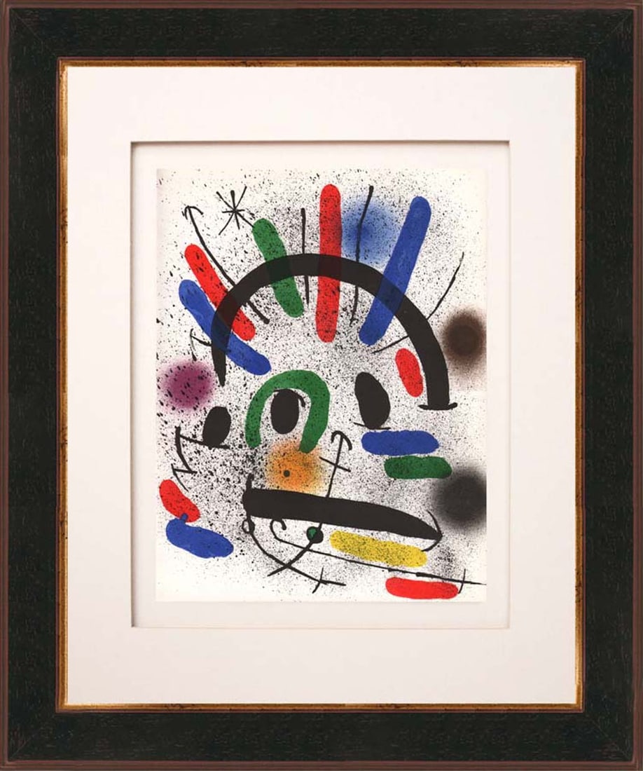 Joan Miro Original Lithograph V1-2 Mourlot 1970 Framed: Title: Joan Miro Original Lithograph V1-2 Mourlot 1970 Framed Description: Artist: Joan Miro \nCountry: Spain \nTitle: Untitled V1-2 \nMedium: Original Lithograph \nMarks: Not signed, not numbered \nS