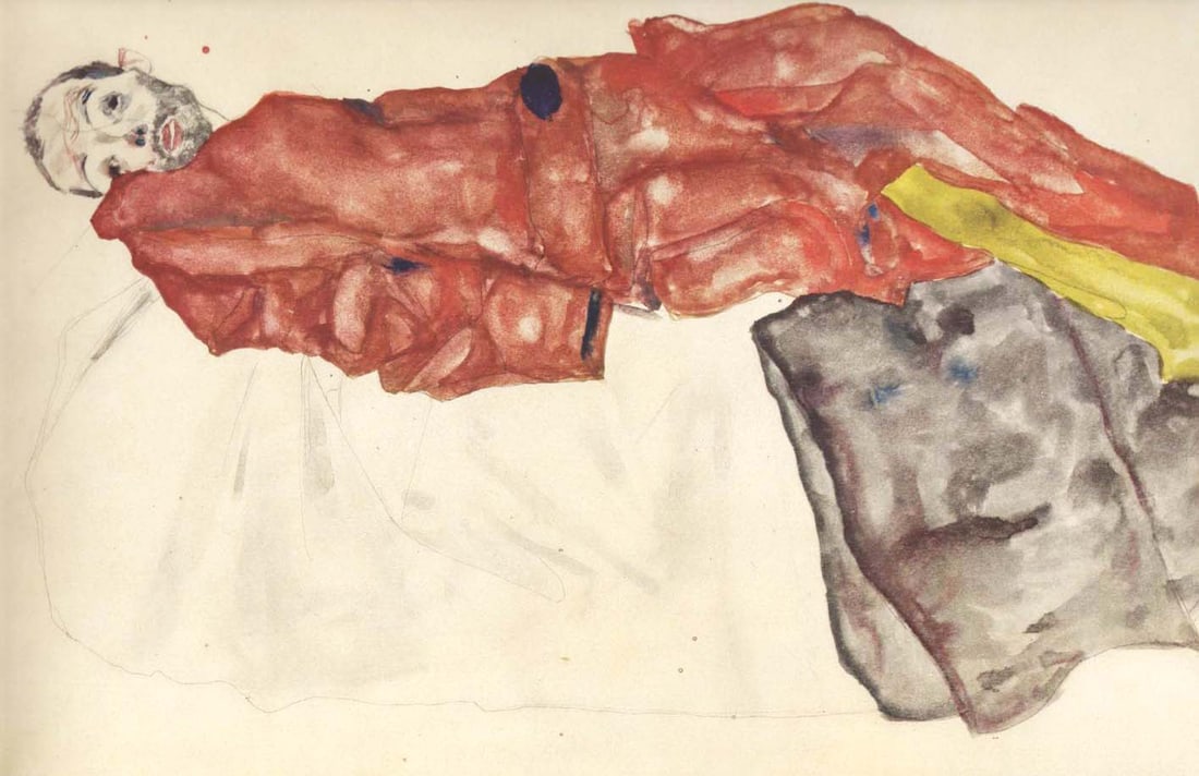 Schiele Lithograph 29 Self portrait as prisoner: Title: Schiele Lithograph 29 Self portrait as prisoner Description: Artist:Egon Schiele \nCountry:Austria \nTitle:Self portrait as prisoner \nMedium:Lithograph - 29 \nMarks:Signed in plate \nPrinted:1