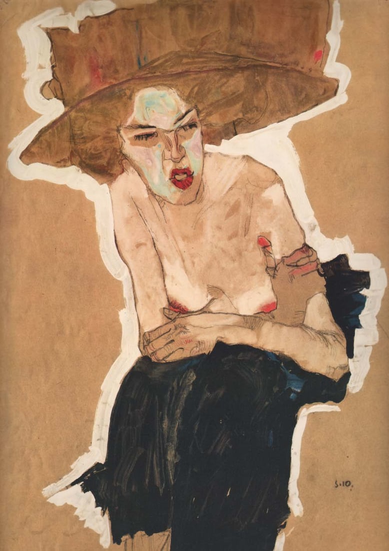 Egon Schiele Lithograph 6 The spiteful one 1968: Title: Egon Schiele Lithograph 6 The spiteful one 1968 Description: Artist:Egon Schiele \nCountry:Austria \nTitle:The spiteful one \nMedium:Lithograph - 6 \nMarks:Signed in plate \nPrinted:1968 by Max