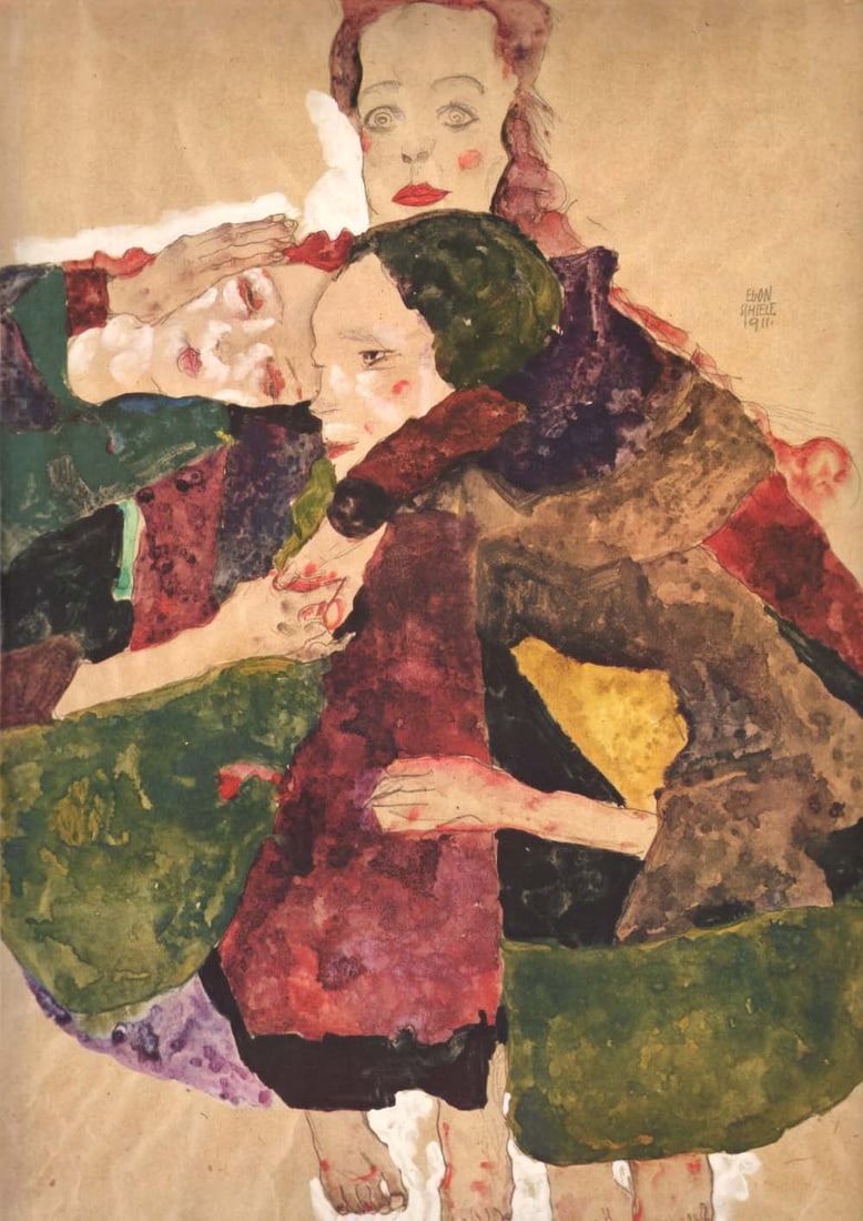 Egon Schiele Lithograph 17 Group of three girls 1968: Title: Egon Schiele Lithograph 17 Group of three girls 1968 Description: Artist:Egon Schiele \nCountry:Austria \nTitle:Group of three girls \nMedium:Lithograph - 17 \nMarks:Signed in plate \nPrinted:1
