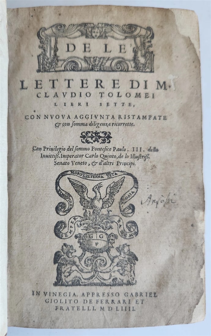 1554 DE LE LETTERE di M. CLAUDIO TOLOMEI ILLUSTRATED w/ MAP antique 16th CENTURY (1 of 18)