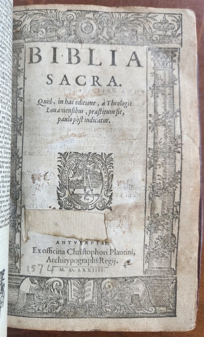 1574 BIBLE LATIN PLANTIN PRESS & 1627 BOOK of COMMON PRAYER in ENGLISH antique: Booke of Common Prayer (The), and administration of the sacraments Bonham Norton and John Bill; 1627 bound with: an incomplete Biblia Sacra Antwerp, Christophe Plantin; 1574 and The Whole Book of Psal