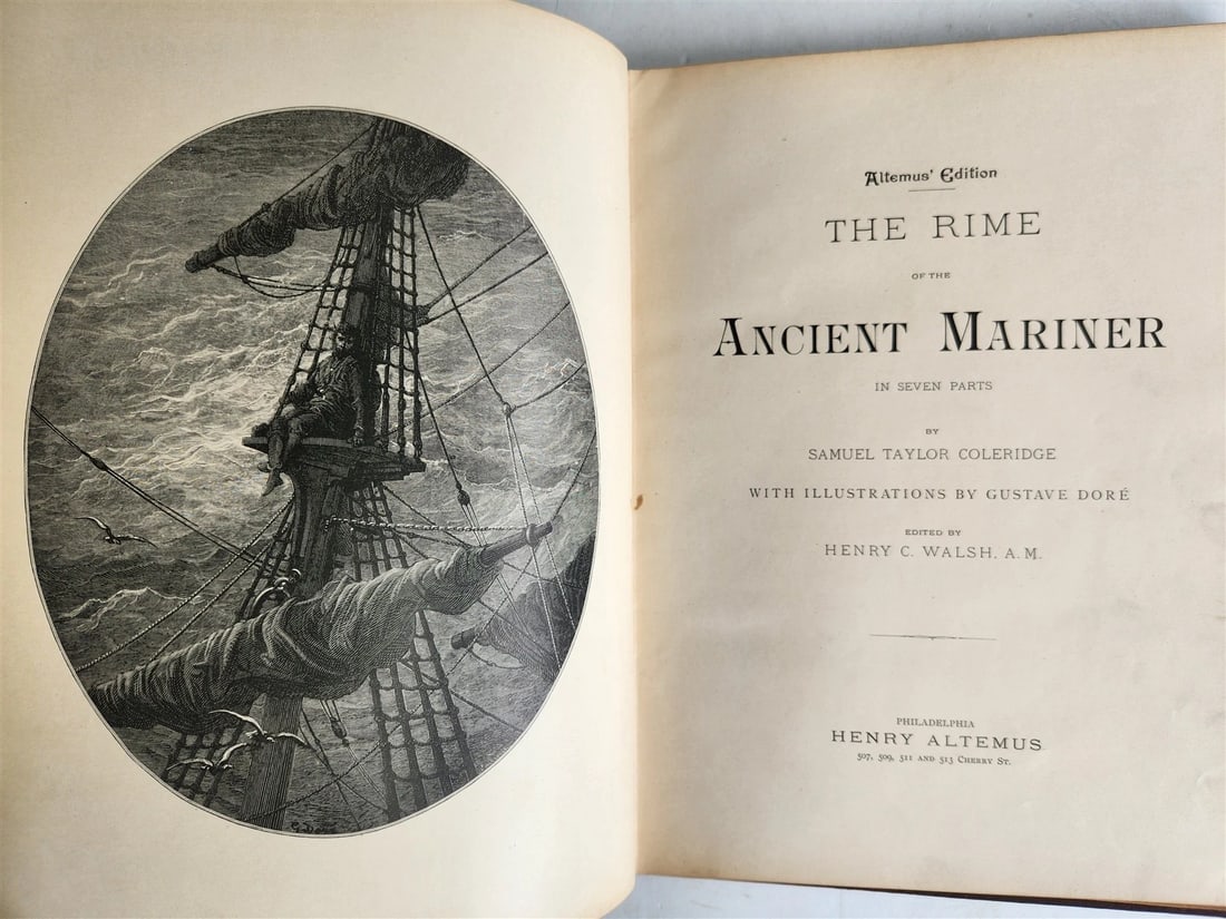 1889 THE RIME of ANCIENT MARINER ILLUSTRATED by GUSTAVE DORE antique in ENGLISH (1 of 20)
