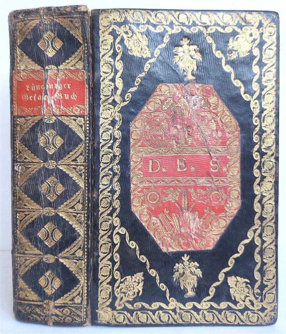 1800 HYMNAL & PRAYER BOOK in GERMAN antique DECORATIVE BINDING (1 of 12)