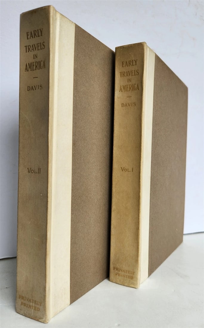 1910 TRAVELS OF JOHN DAVIS IN UNITED STATES OF AMERICA 1798-1802 2 vols ANTIQUE: TRAVELS OF JOHN DAVIS IN THE UNITED STATES OF AMERICA, 1798 TO 1802 (DAVIS) Cheney, John Vance (ed.) Published by printed privately and offered for subscription only to members of the Bibliophile Soci