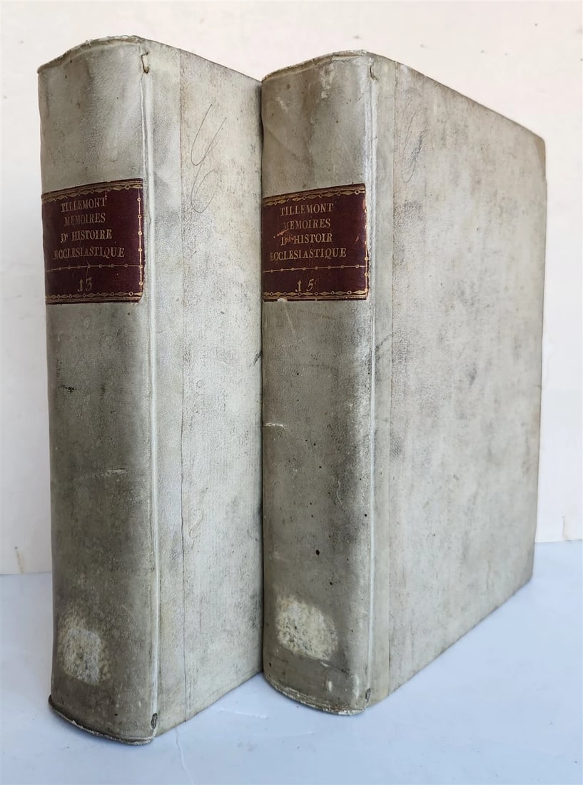 1732 ECCLESIASTICAL HISTORY 2 VELLUM BOUND VOLUMES antique (1 of 8)