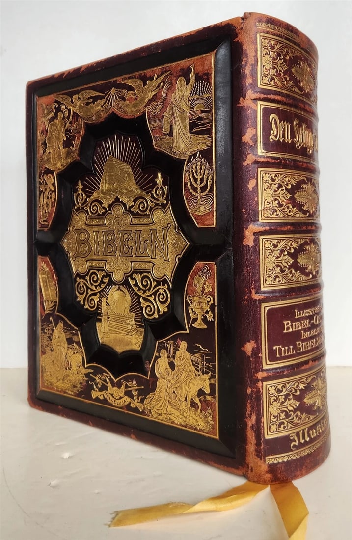 1890 BIBLE in SWEDISH ANTIQUE VICTORIAN MASSIVE FOLIO GUSTAVE DORE ILLUSTRATED (1 of 20)
