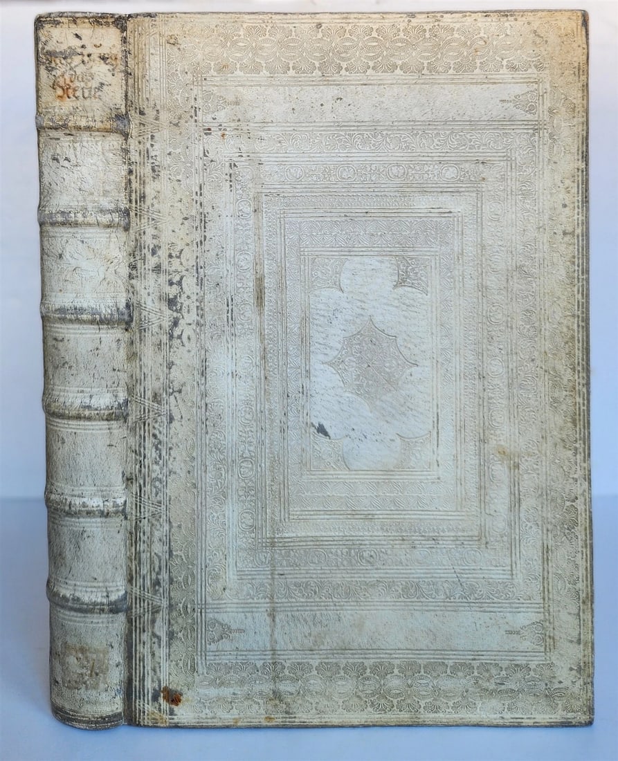 1725 MUSICAL MANUSCRIPT antique AMAZING PIGSKIN BOUND IMPERIAL FOLIO: Missa ex C: Sancti Michaelis Archangeli (and) Missa Sancti Josephi. by J. Fischer German manuscript on paper. Rastatt (?) c. 1725. Imperial folio. Elaborate liturgical Baroque manuscript on heavy laid