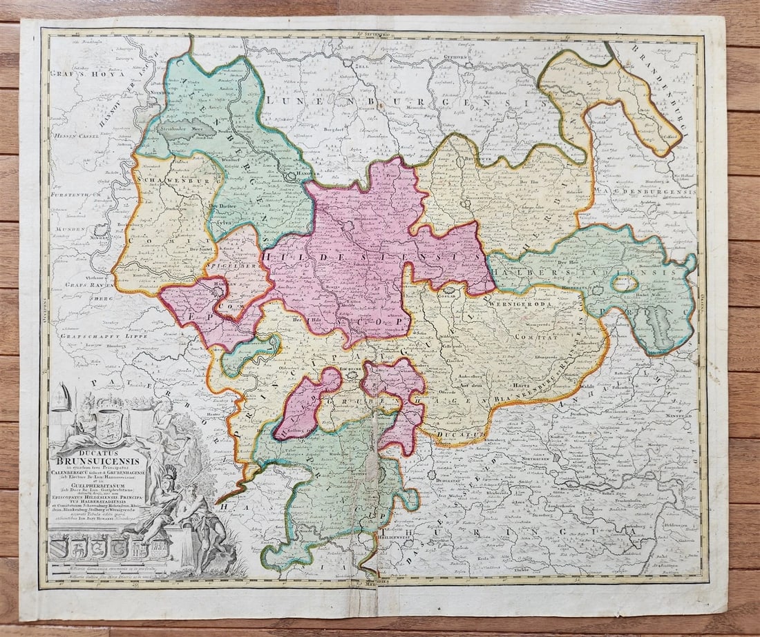 1720s GERMANY DUCATUS BRUNSUICENSIS antique MAP DUCHY of BRUNSWICK JOHANN HOMANN (1 of 6)