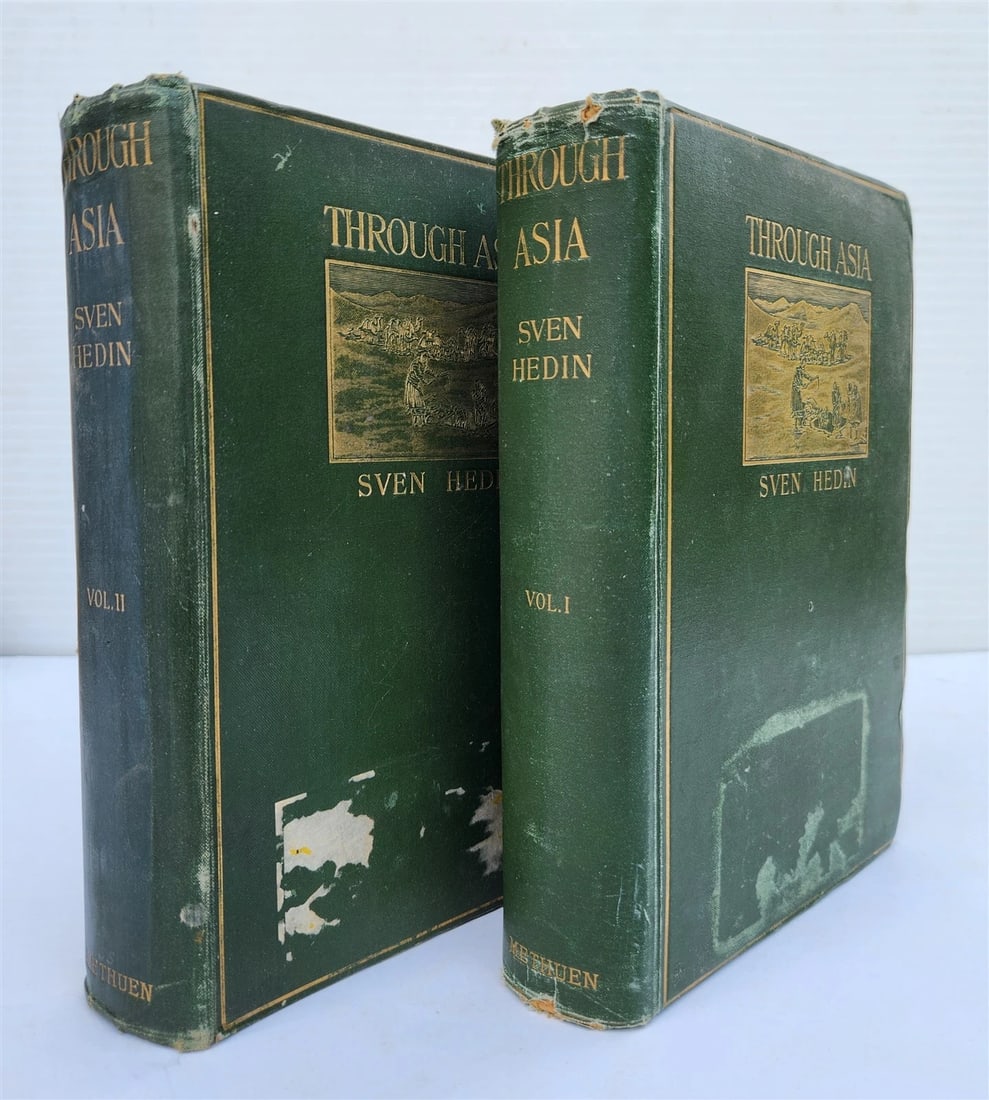 1898 THROUGH ASIA by SVEN HEDIN antique ILLUSTRATED w/ 300 PICTURES 2 volumes (1 of 20)