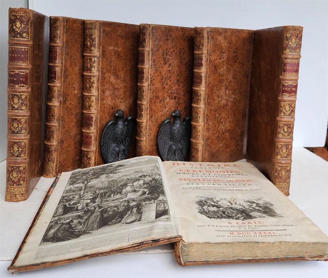 1741 HISTOIRE des CEREMONIES et COUTUMES de PEUPLES DU MONDE 7 vols antique (1 of 20)