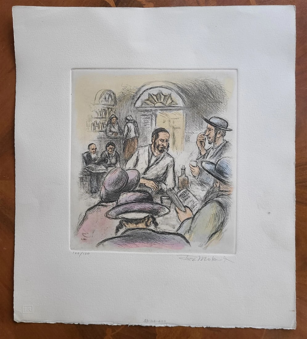 ORIGINAL HAND COLORED SIGNED ETCHING by IRA MOSKOWITZ Judaica (1 of 6)