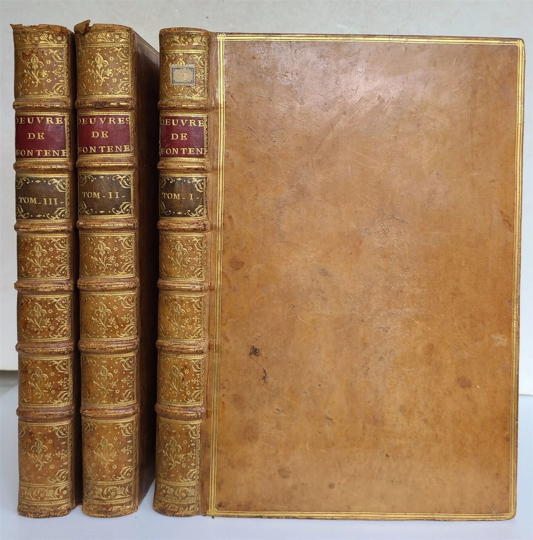 1728 Bernard Le Bovier de Fontenelle WORKS 3 FOLIO VOLUMES ILLUSTRATED antique: Fontenelle, (B. le Bovier (Bouyer), de. Oeuvres diverses. Nouvelle edition, augmentee et enrichie de Figures gravees. 3 volumes, complete set The Hague, Gosse & Neaulme; 172829 Works of the important 