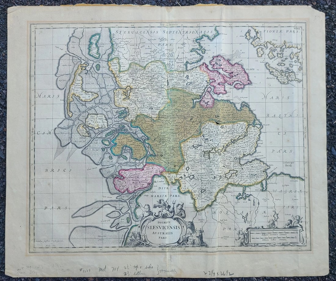 1680 MAP of GERMANY DUCATUS SLESVICENSIS AUSTRALIS PARS antique 20 x 24" (1 of 5)