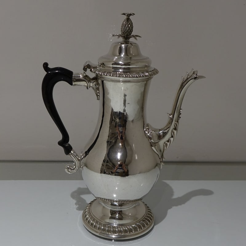 18th Century Antique George III Sterling Silver Coffee Pot London 1775 James Stamp - 3