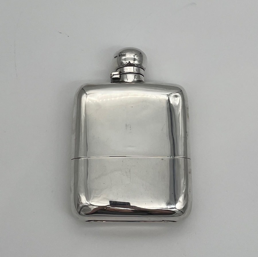 Early 20th Century Antique Edwardian Sterling Silver Hip Flask Sheffield 1906 James Dixon & Sons - 2
