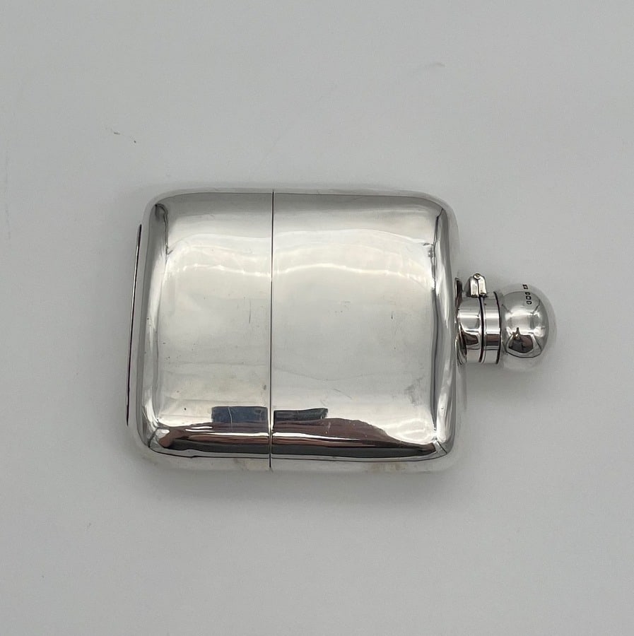 Early 20th Century Antique Edwardian Sterling Silver Hip Flask Sheffield 1906 James Dixon & Sons - 3