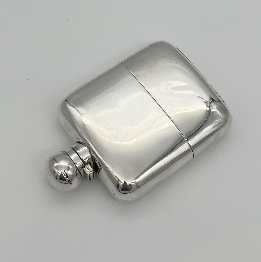 Early 20th Century Antique Edwardian Sterling Silver Hip Flask Sheffield 1906 James Dixon & Sons - 4