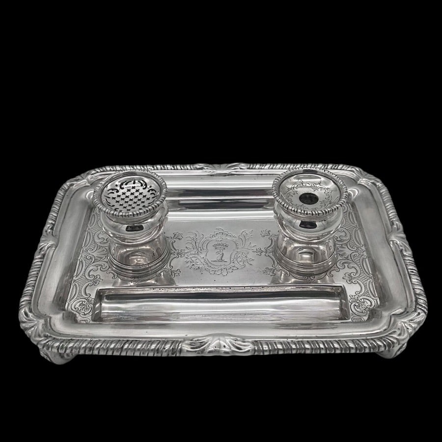 Mid 18th Century Antique George II Silver Inkstand London 1753 Robert Innes (1 of 10)