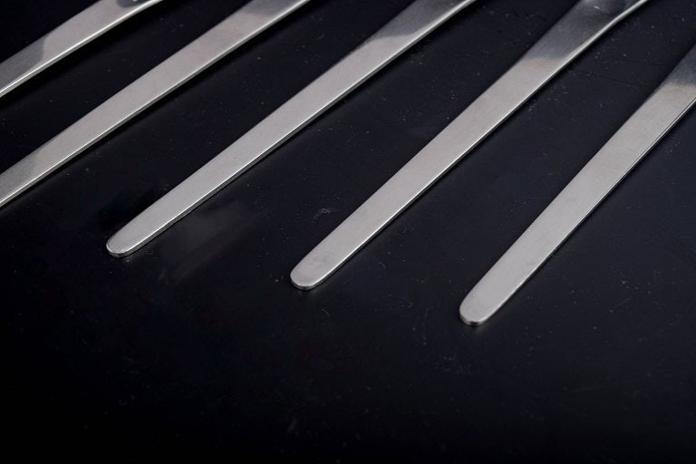 Georg Jensen, Denmark. Set of five long caffe latte spoons in stainless steel. Late 20th century. - 3