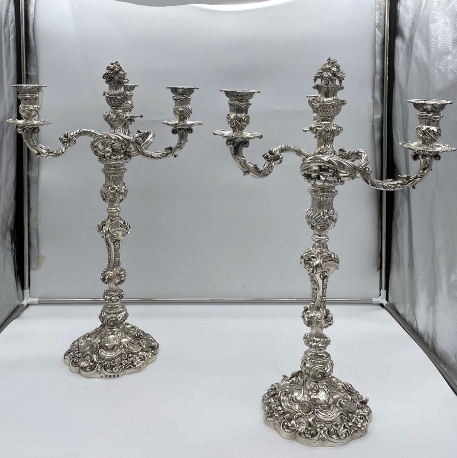Early 19th Century Antique George IV Silver Pair Cast Candelabra London 1825 Joseph Craddock & - 2