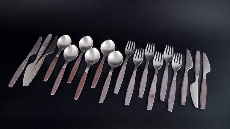 Henning Koppel for Georg Jensen, Denmark. Strata cutlery set for six persons in stainless steel with (1 of 5)