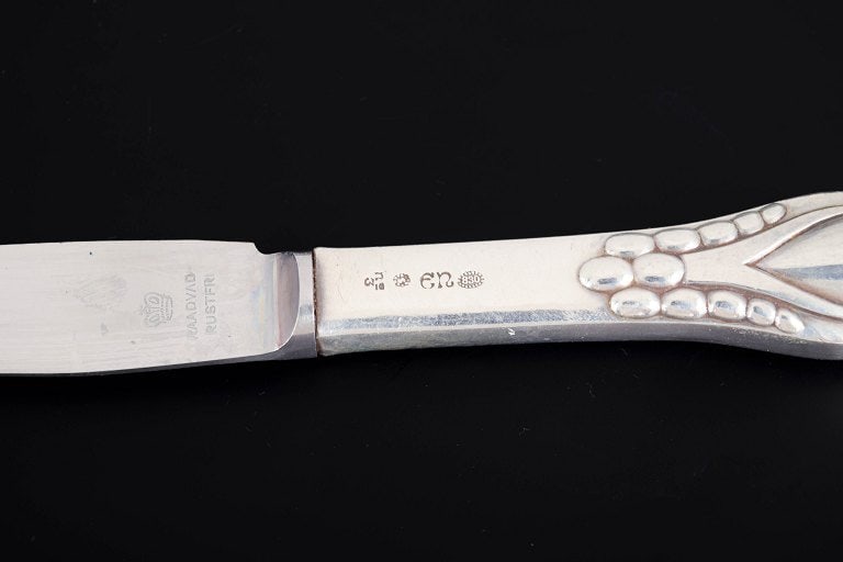 Evald Nielsen, Denmark. Set of three lunch knives in sterling silver and stainless steel. Approx. - 5