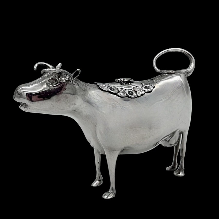 19th Century Antique Victorian Silver Cow Cream Jug London 1881 Daniel & Charles Houle - 2