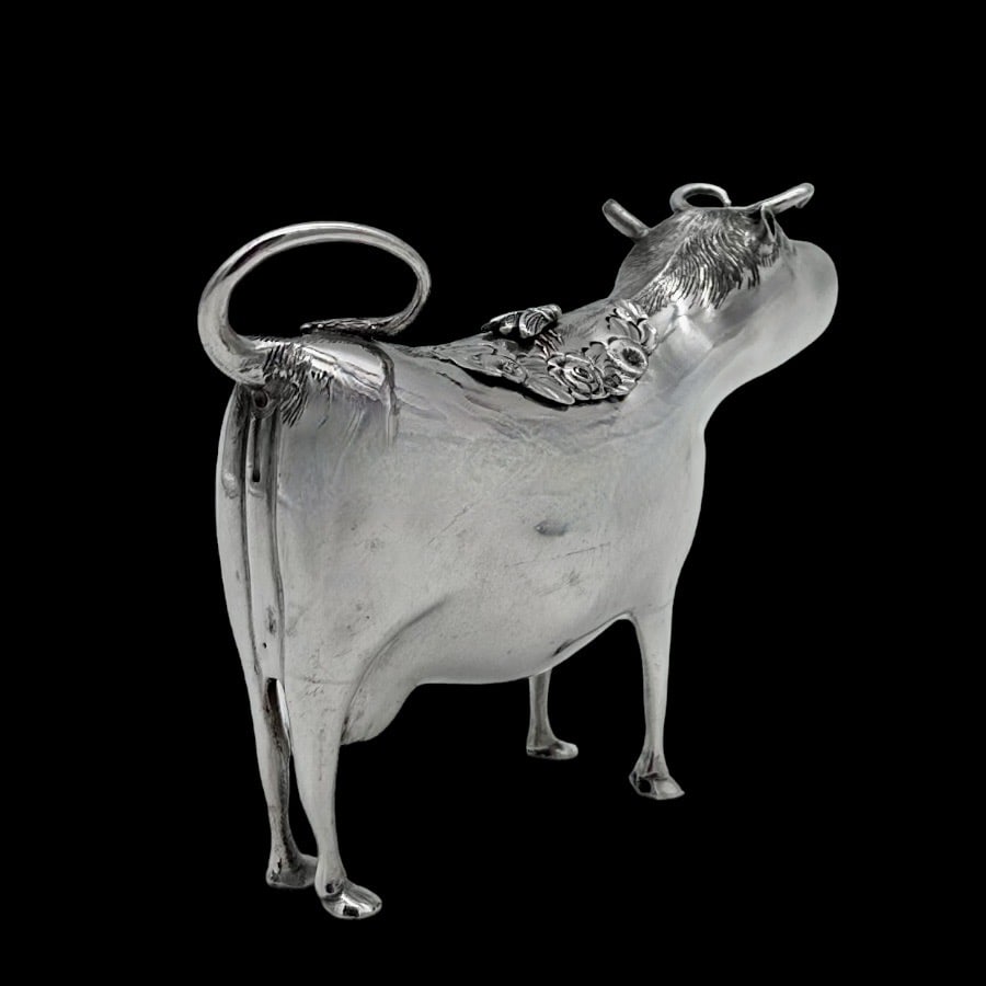 19th Century Antique Victorian Silver Cow Cream Jug London 1881 Daniel & Charles Houle - 3