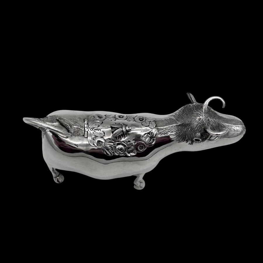 19th Century Antique Victorian Silver Cow Cream Jug London 1881 Daniel & Charles Houle - 5
