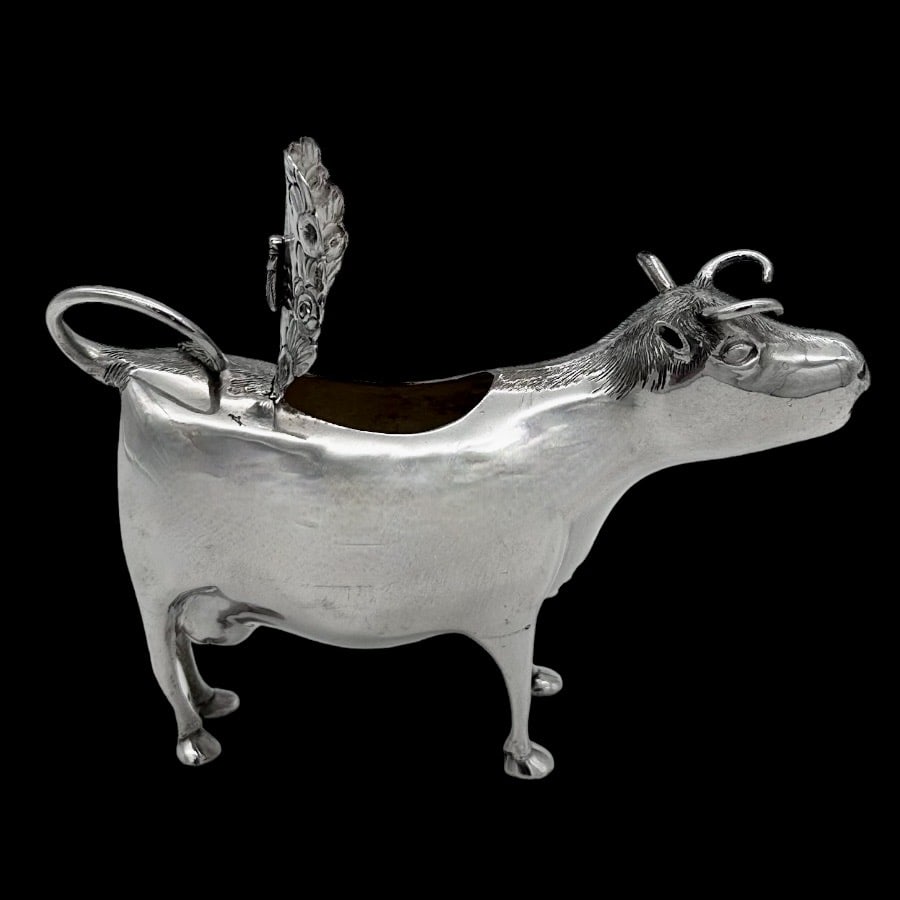 19th Century Antique Victorian Silver Cow Cream Jug London 1881 Daniel & Charles Houle - 6