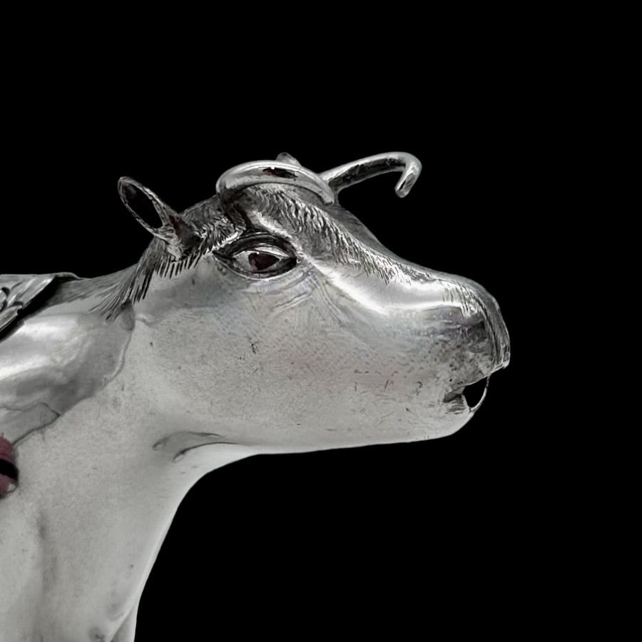 19th Century Antique Victorian Silver Cow Cream Jug London 1881 Daniel & Charles Houle - 7