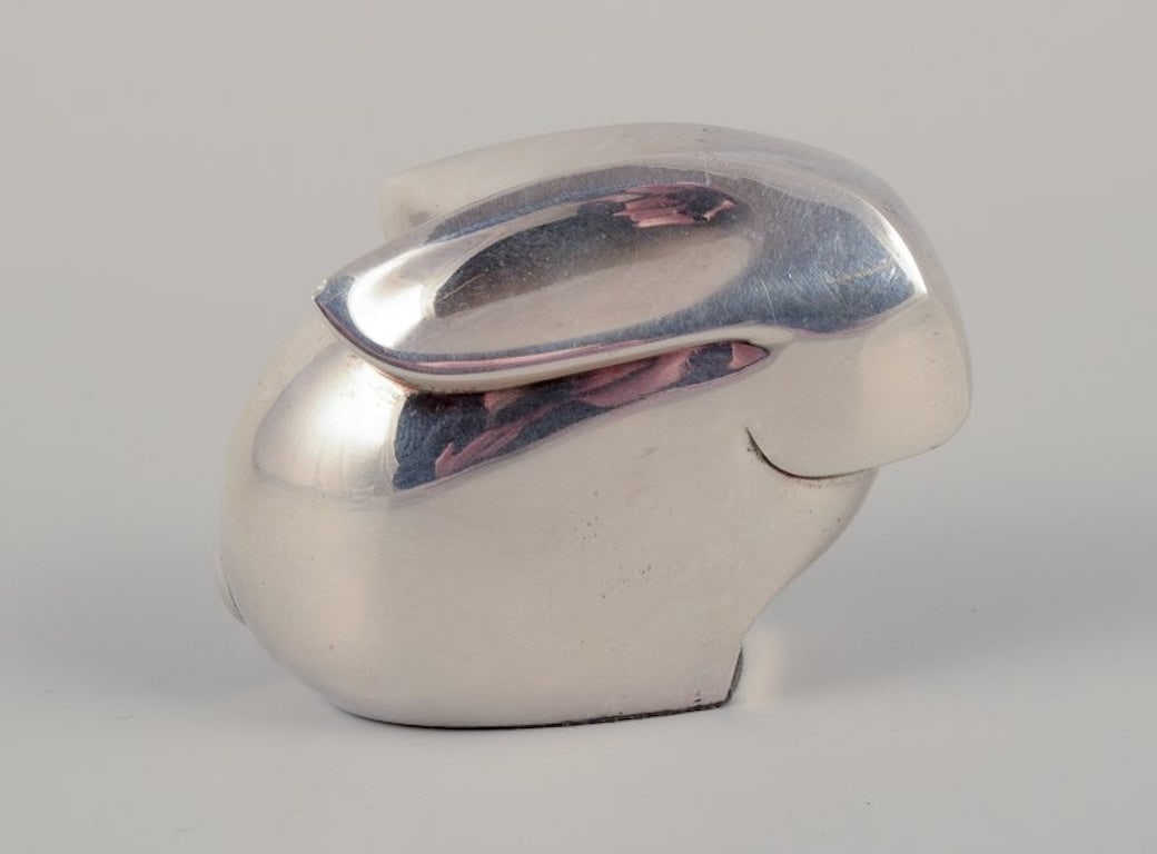 Dansk International Designs Ltd. Small sculpture of rabbit in plated silver. 1970s.: Title:Dansk International Designs Ltd. Small sculpture of rabbit in plated silver. 1970s. Description:Dansk International Designs Ltd. Small sculpture of rabbit in plated silver. Rare sculpture, sold 
