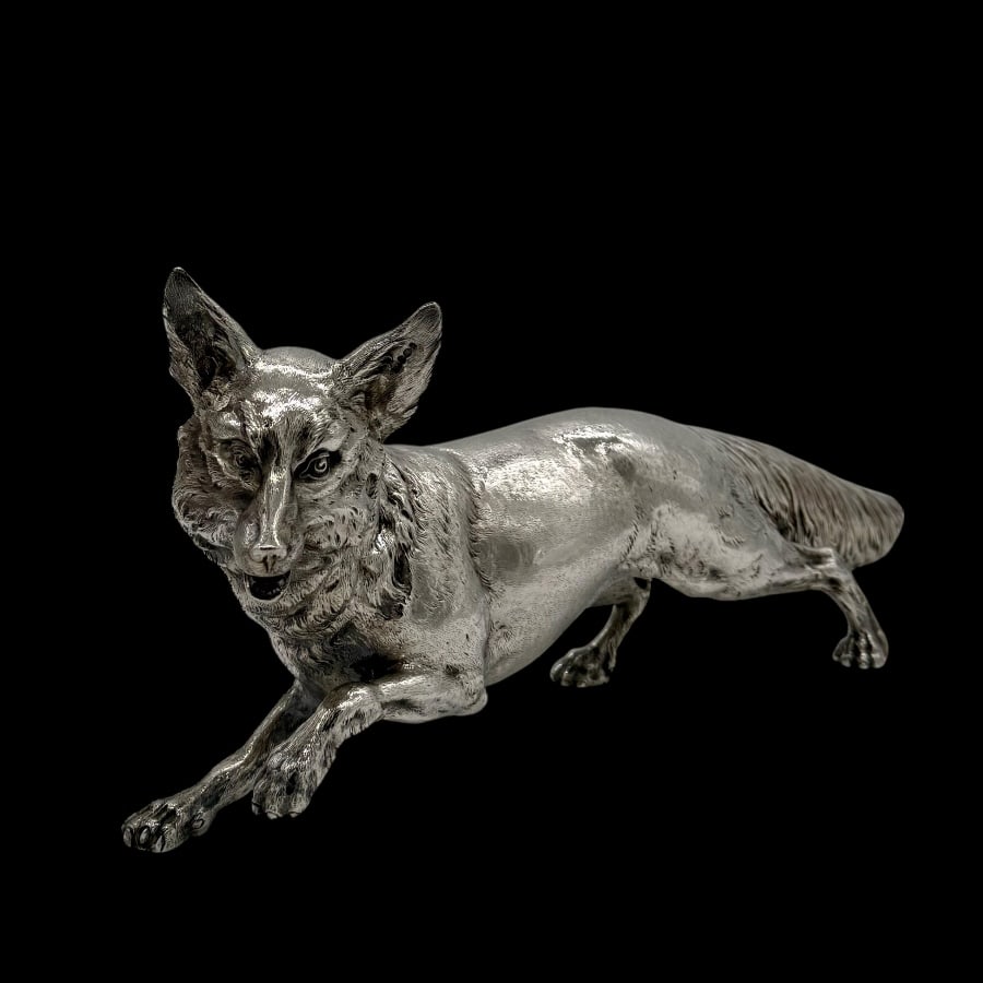 Mid 20th Century Large Modern Sterling Silver Fox Import Marks London 1965 JMR - 5